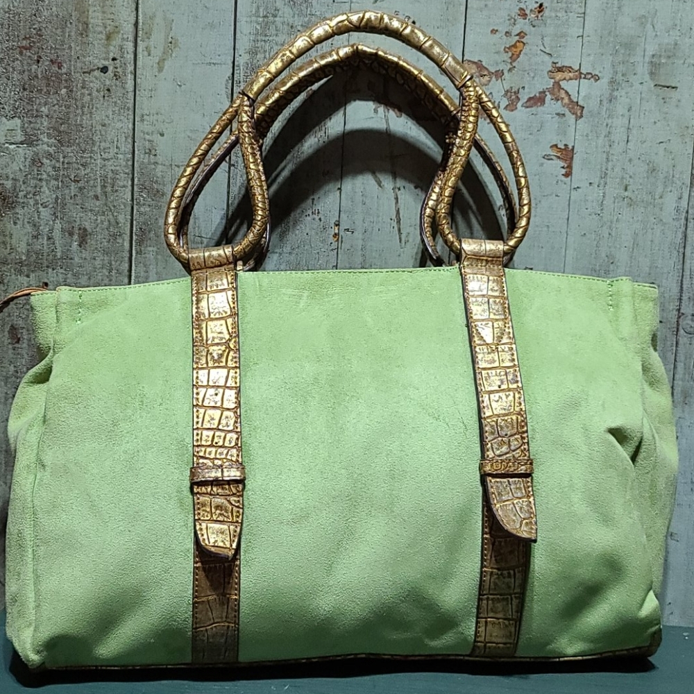 Emilie M. Faux suede tote bag.